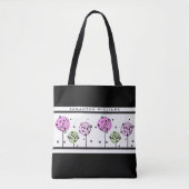 Roze Bloemen Waterverf Monogram Draagtas (Voorkant)