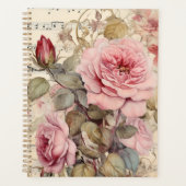 Roze Bloemen Waterverf Rozen Planner (Voorkant)