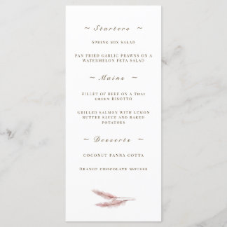 Roze Bloemen Waterverf Trouwdiner Menu