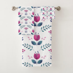 Roze Bloemen waterverf Tulp Bad Handdoek