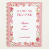 Roze Bloemen Waterverf Wedding Planner (Voorkant)
