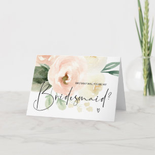 Roze Bloemen Wees mijn bruidsmeisje voorstel bruil Kaart