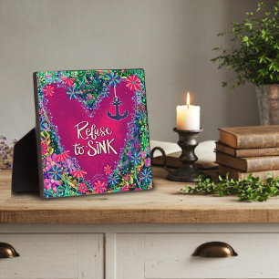 Roze Bloemen weigeren om Anker Inspirivity te zink Fotoplaat