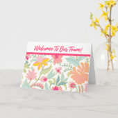 Roze Bloemen Welkom bij ons team Kaart (Gele Bloem)