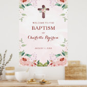 Roze Bloemen Welkomstdoop Poster (Keuken)