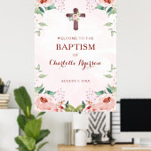 Roze Bloemen Welkomstdoop Poster (Thuiskantoor)