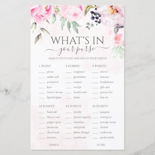 Roze Bloemen Whats in uw portemonnee Vrijgezellenf (Voorkant)