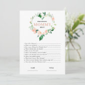 Roze Bloemen Wie kent Mama Beste Baby shower Spel Kaart (Staand voorkant)