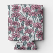 Roze bloemen, wilde bloemen op wit blikjeskoeler (Achterkant)