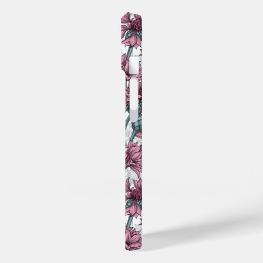 Roze bloemen, wilde bloemen op wit Case-Mate iPhone case (Achterkant / Links)
