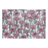 Roze bloemen, wilde bloemen op wit kussensloop (Achterkant-Links)