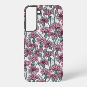 Roze bloemen, wilde bloemen op wit samsung galaxy hoesje