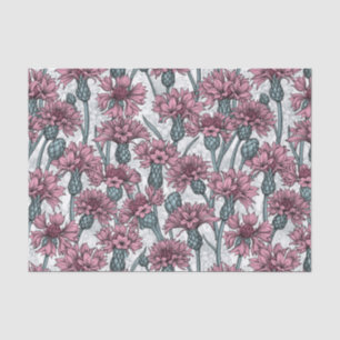 Roze bloemen, wilde bloemen op wit tissuepapier