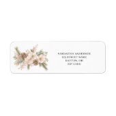 Roze Bloemen Winter Pine Retouradres Etiket (Voorkant)