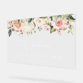 Roze bloemen, Witte bloemen, Boho, Bridal Welkom Acryl Bord (Hoek)