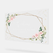 Roze bloemen, Witte bloemen, Boho, Bridal Welkom Acryl Bord (Hoek)