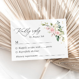 Roze bloemen, witte bloemen, boho, bruiloft RSVP