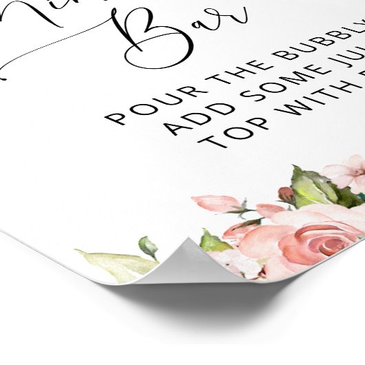 Roze bloemen, witte bloemen, Boho, Mimosa Bar Poster (Hoek)