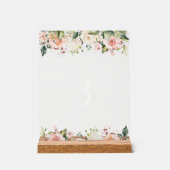 Roze bloemen, witte bloemen, Boho, tabelnummers Acryl Bord (Voorkant)