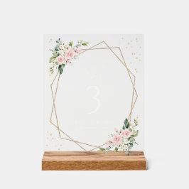 Roze bloemen, witte bloemen, Boho, tabelnummers Acryl Bord