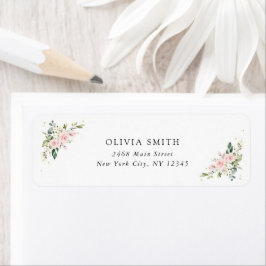Roze bloemen, witte bloemen, Boho, Vrijgezellenfee Etiket