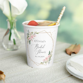 Roze bloemen, witte bloemen, Boho, Vrijgezellenfee Papieren Bekers