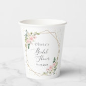Roze bloemen, witte bloemen, Boho, Vrijgezellenfee Papieren Bekers (Voorkant)