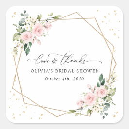 Roze bloemen, witte bloemen, Boho, Vrijgezellenfee Vierkante Sticker