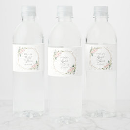 Roze bloemen, witte bloemen, Boho, Vrijgezellenfee Waterfles Etiket