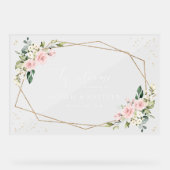 Roze bloemen, Witte bloemen, Boho, Weddenschap Acryl Bord (Voorkant)