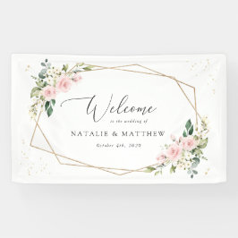 Roze bloemen, Witte bloemen, Boho, Weddenschap Spandoek