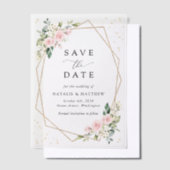 Roze bloemen, witte bloemen, bruiloft save the dat vellum uitnodigingen (Offset)