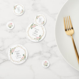 Roze bloemen, witte bloemen, groen, Baby shower Confetti