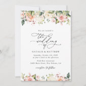 Roze bloemen, witte bloemen, groen, bruiloft kaart (Voorkant)