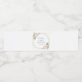 Roze bloemen, witte bloemen, groen, bruiloft waterfles etiket (Enkel label)