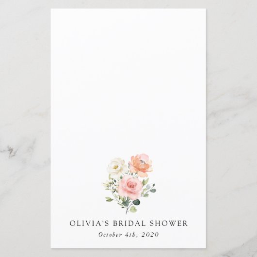 Roze bloemen, Witte bloemen, Menu Vrijgezellenfees (Achterkant)