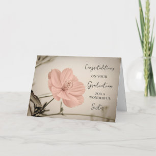 Roze Bloemen Zuster Gefeliciteerd Afstuderen Kaart