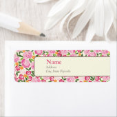 Roze bloemenadreslabel etiket (Insitu)