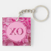 Roze bloemenalfabet letter "H" en XO Sleutelhanger (Achterkant)