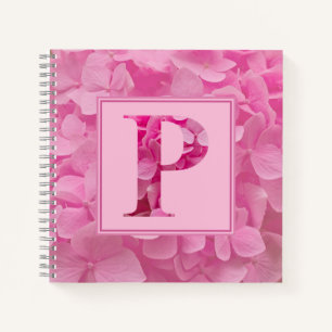 Roze bloemenalfabet letter "P" Journal Notitieboek