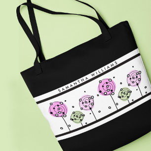 Roze bloemenaquarelmonogram draagtas