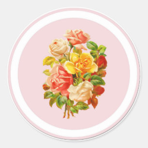 Roze Bloemenarrangement Rozen Ronde Sticker
