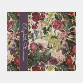  roze bloemenbeige patroonmonogram fleece deken (Voorkant (Horizontaal))