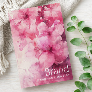 Roze bloemenbloem waterverf oorbel kaart