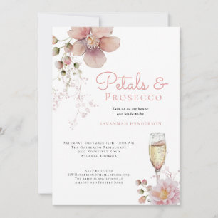 Roze Bloemenbloemblaadjes en Prosecco Vrijgezellen Kaart