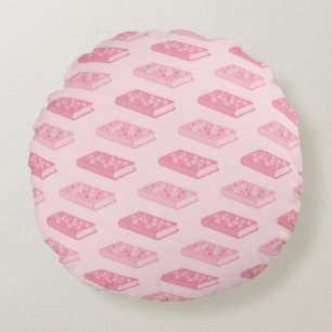Roze BloemenBoeken Rond Kussen