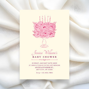 Roze bloemenboeket baby shower kaart