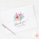 Roze bloemenboeket waterverf trendy Bedankt Ronde Sticker (Envelop)
