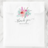 Roze bloemenboeket waterverf trendy Bedankt Ronde Sticker (Tas)