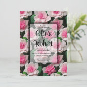  roze bloemenboho groen patroon kaart (Staand voorkant)